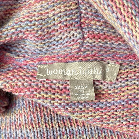 Woman Within Plus Size 1X Marled Pastel Pink Space Dye Drape Cardigan Soft Girl - Picture 5 of 9